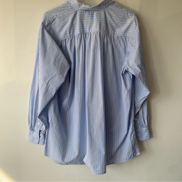 Doen Hava Cotton Oversized Button Down Shirt Blouse Top Santorini Stripe Blue - Picture 11 of 12